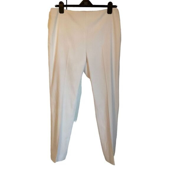Doncaster Pants Dress White Ivory Flat Front Side Zipper Tapered Legs 14 - Picture 12 of 13